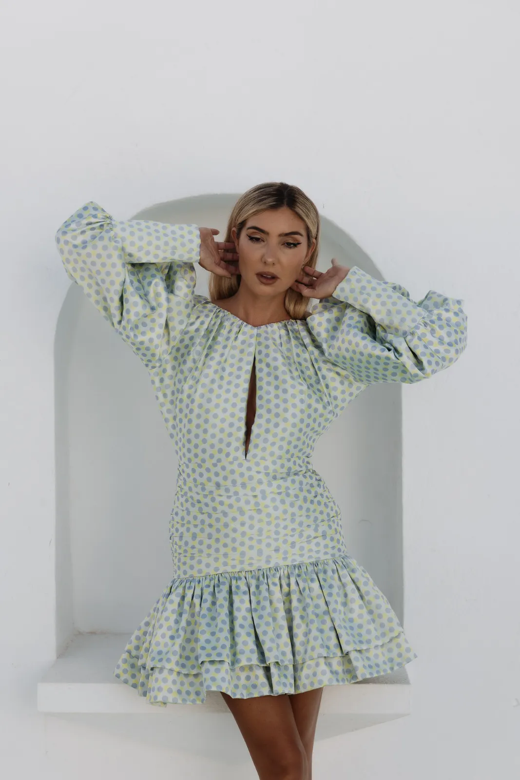 VESTITO CORTO JACQUARD VERDE