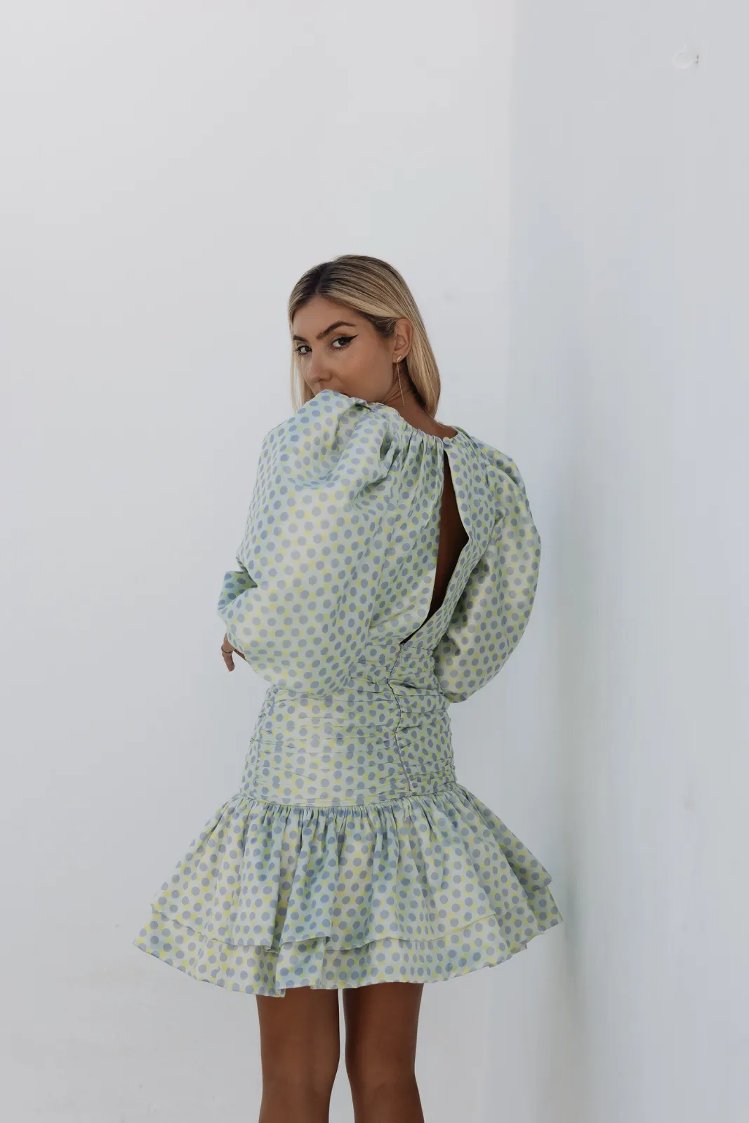 VESTITO CORTO JACQUARD VERDE